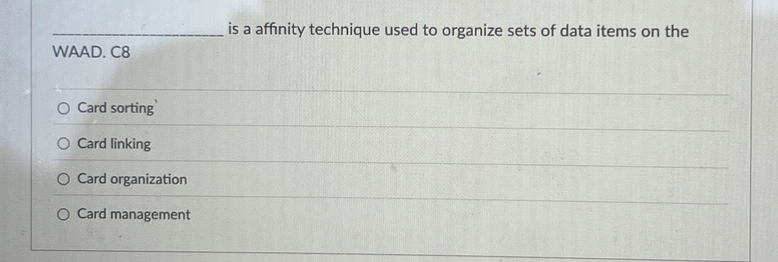 q , is a affinity technique used to organize sets