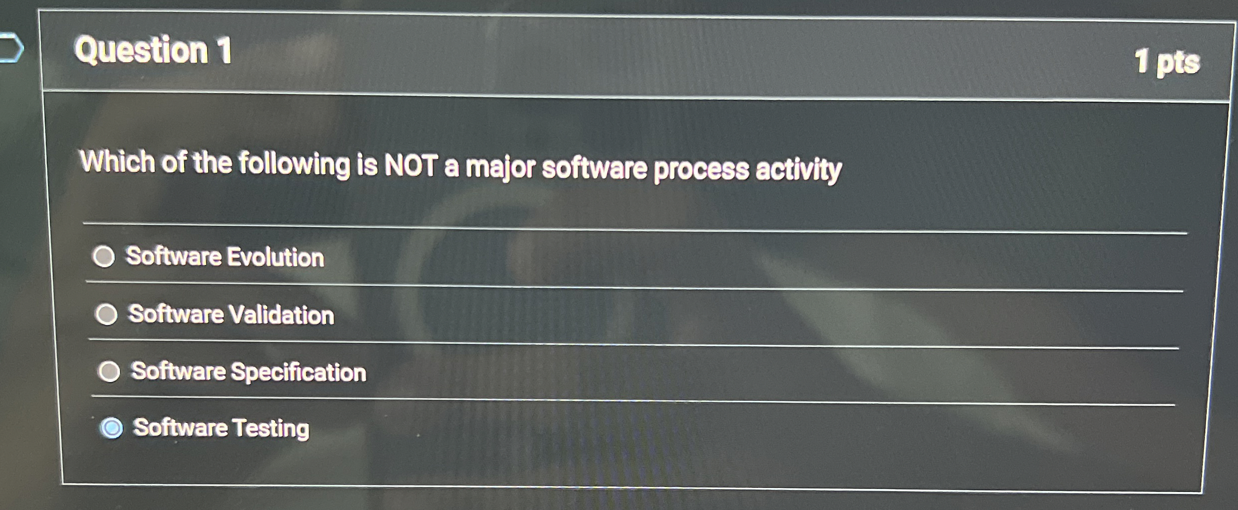 Question 1 I pts Which of the following is NOT a