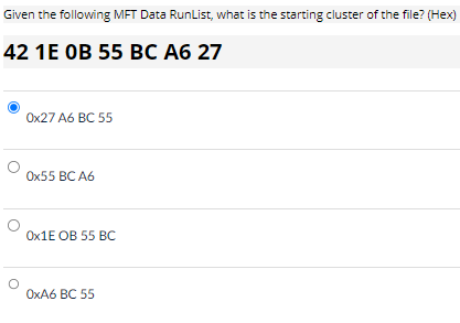 Given the following MFT Data RunList, what is the