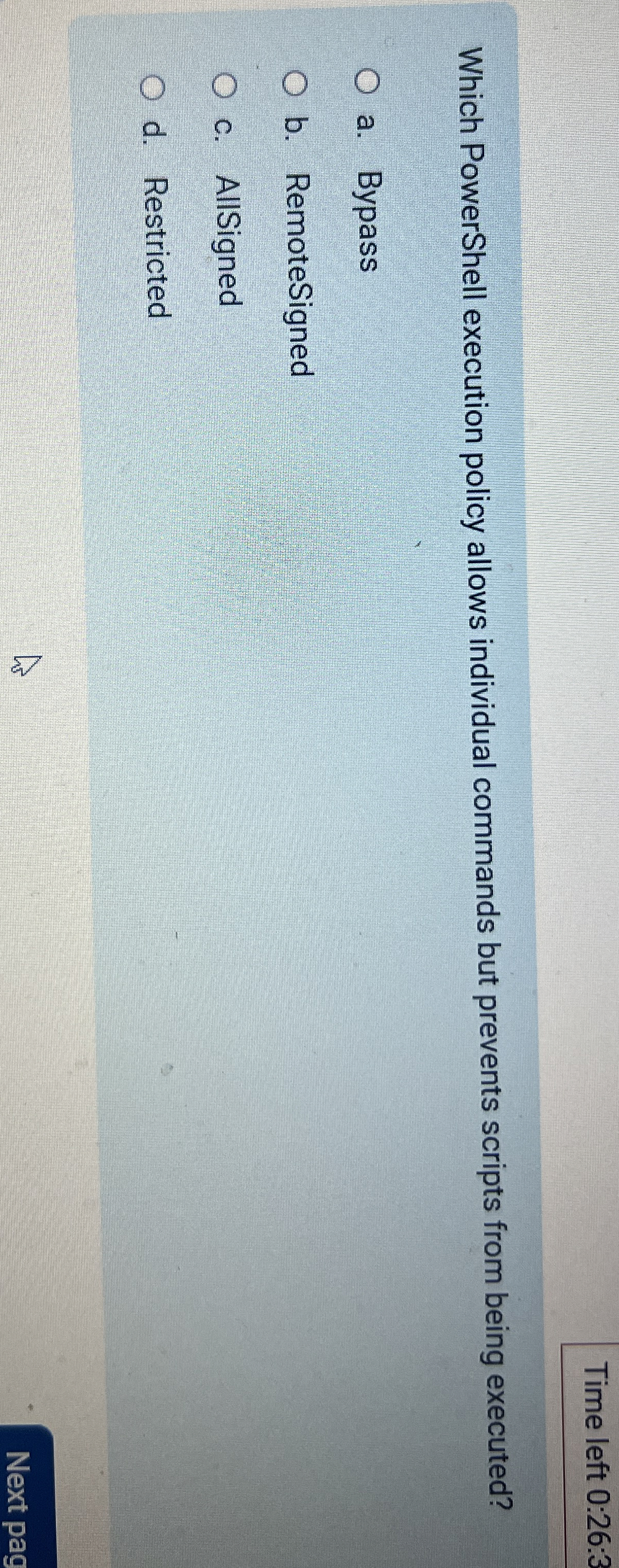 Time left 0 : 2 6 : 3 Which PowerShell execution