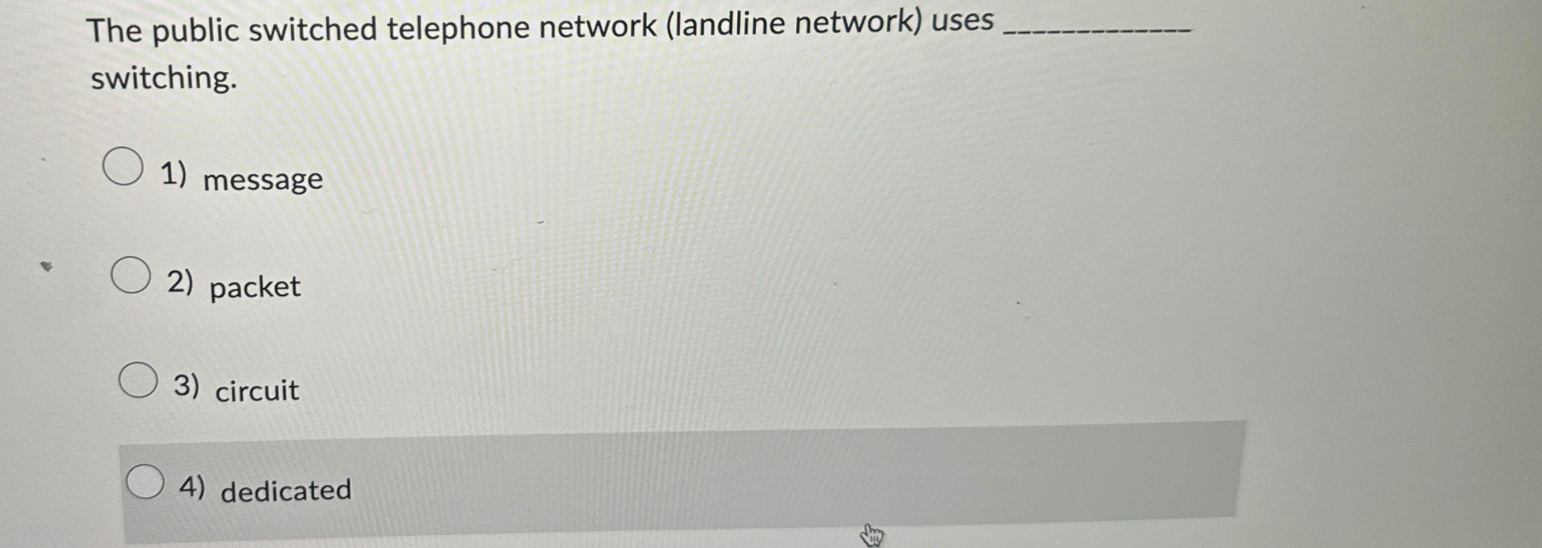 The public switched telephone network ( landline