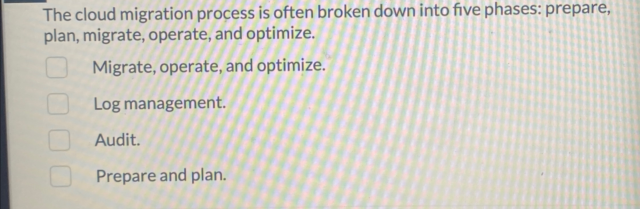 The cloud migration process is often broken down