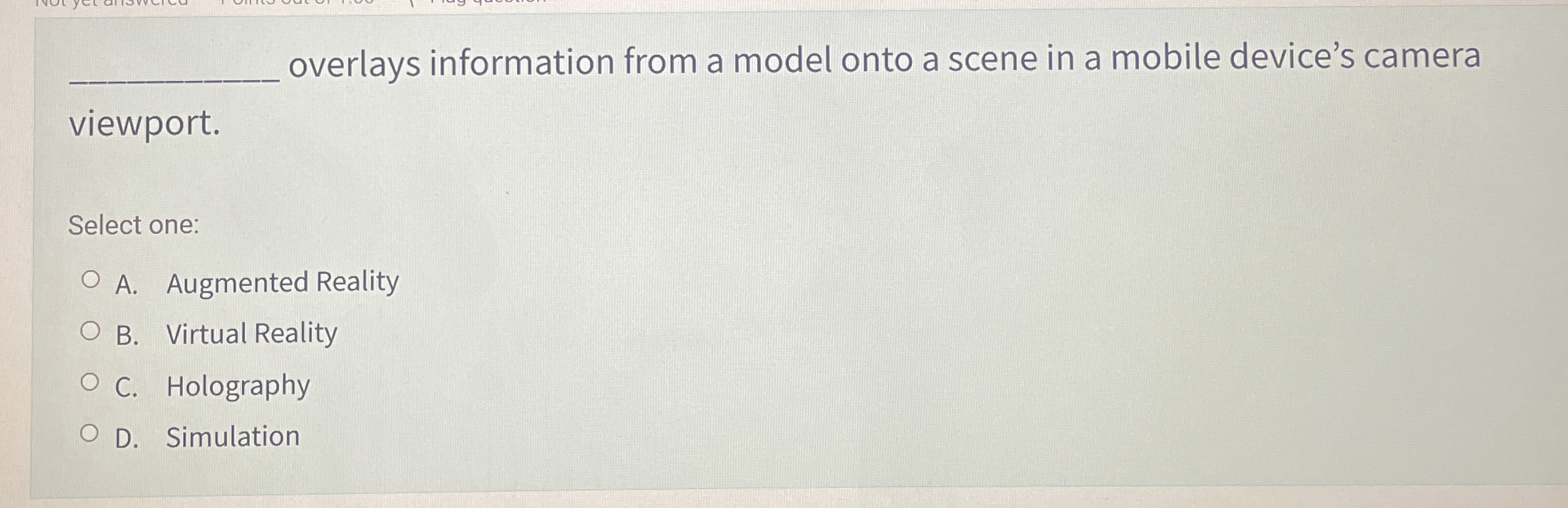 overlays information from a model onto a scene in