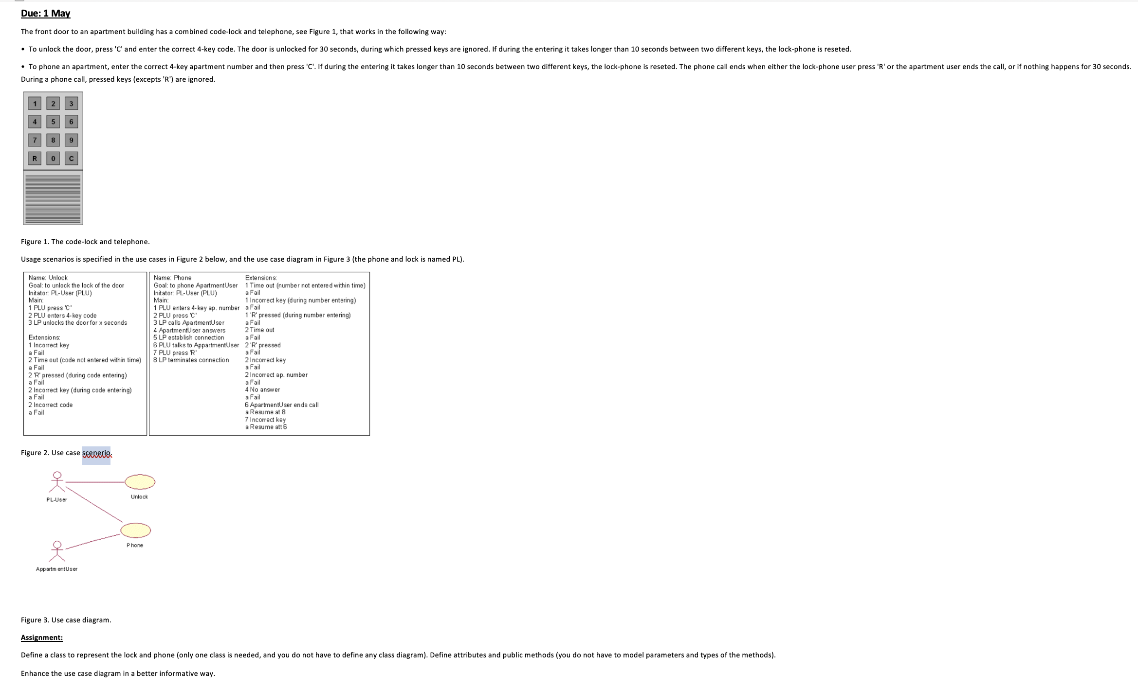 Due: 1 May The front door to an apartment