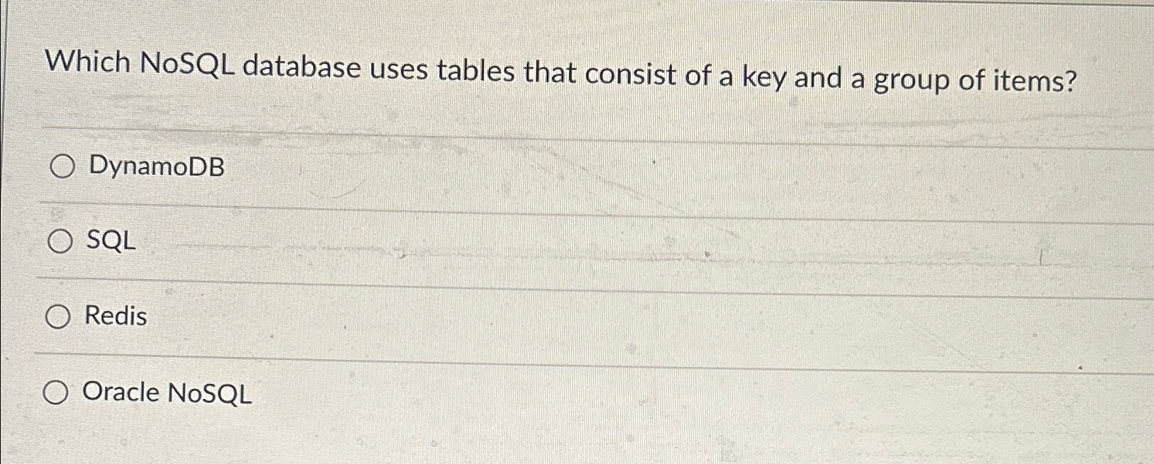 Which NoSQL database uses tables that consist of
