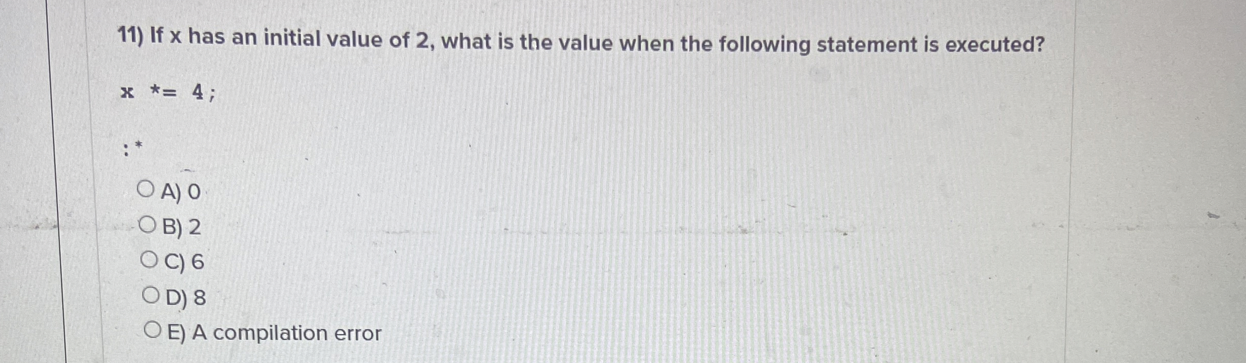 If x has an initial value of 2 , what is the