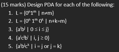 ( 1 5 marks ) Design PDA and draw a diagram for