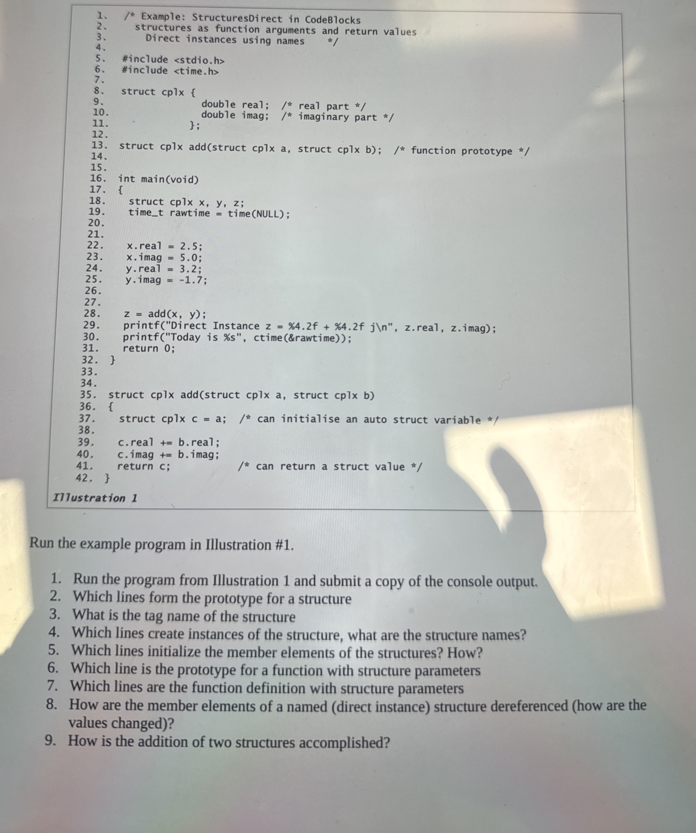 Run the example program in Illustration # 1 . Run