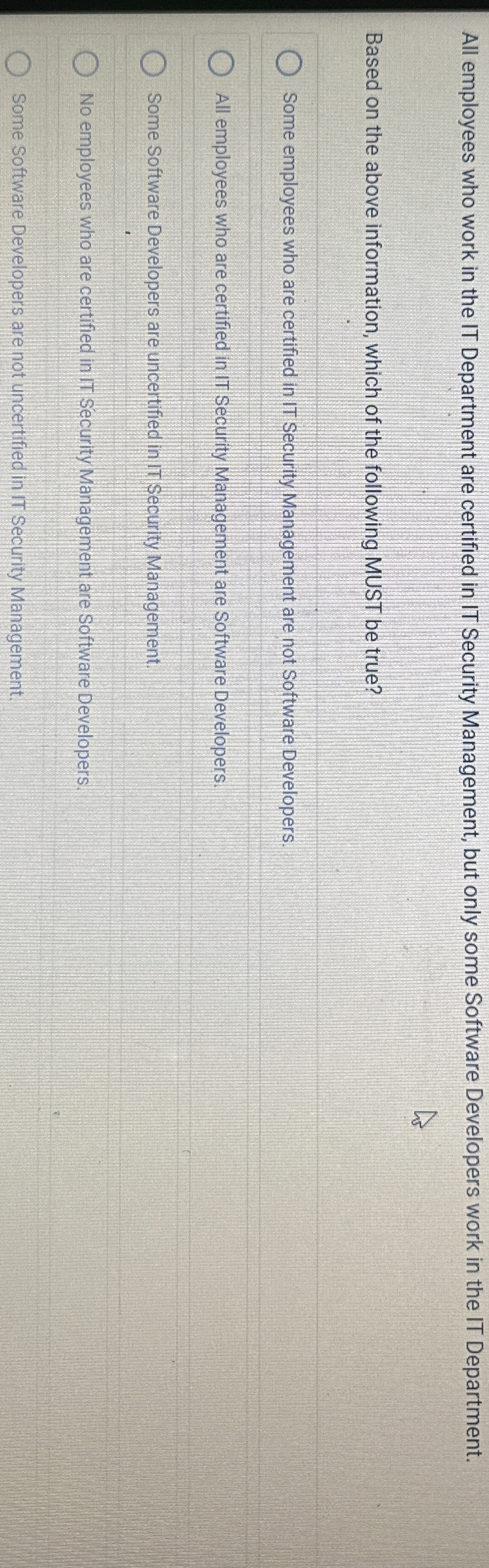 All employees who work in the IT Department are