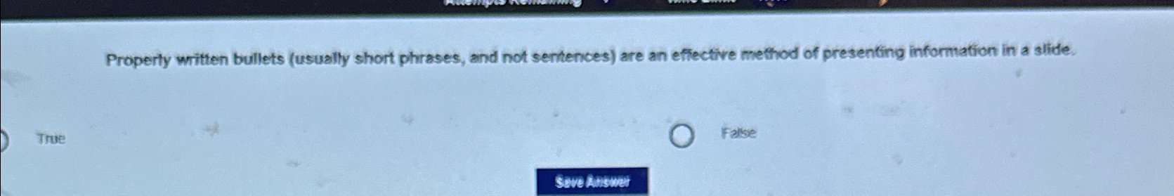 Property written bullets ( usually short phrases,