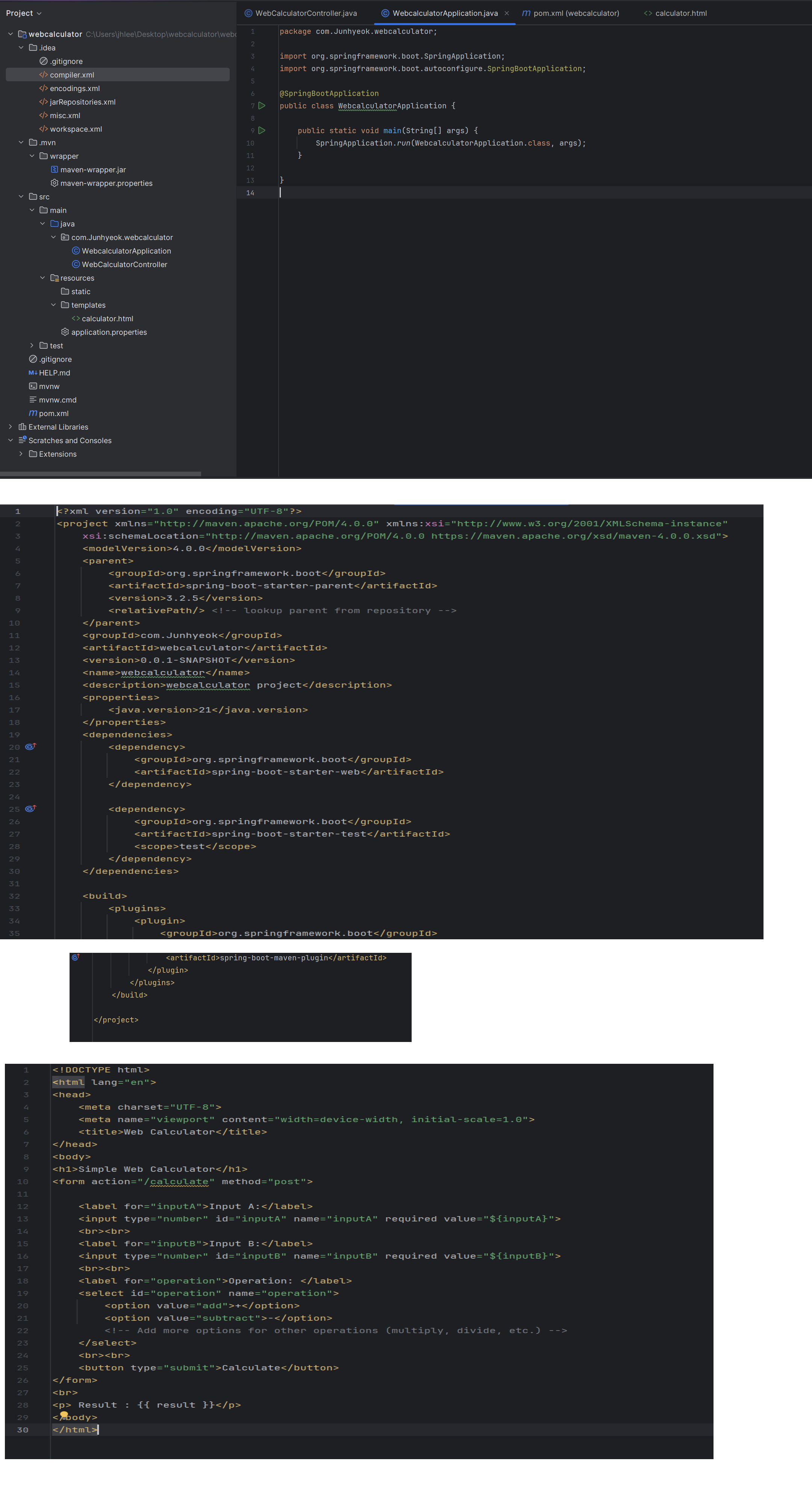 Making a webbase calculator using spring mvc with