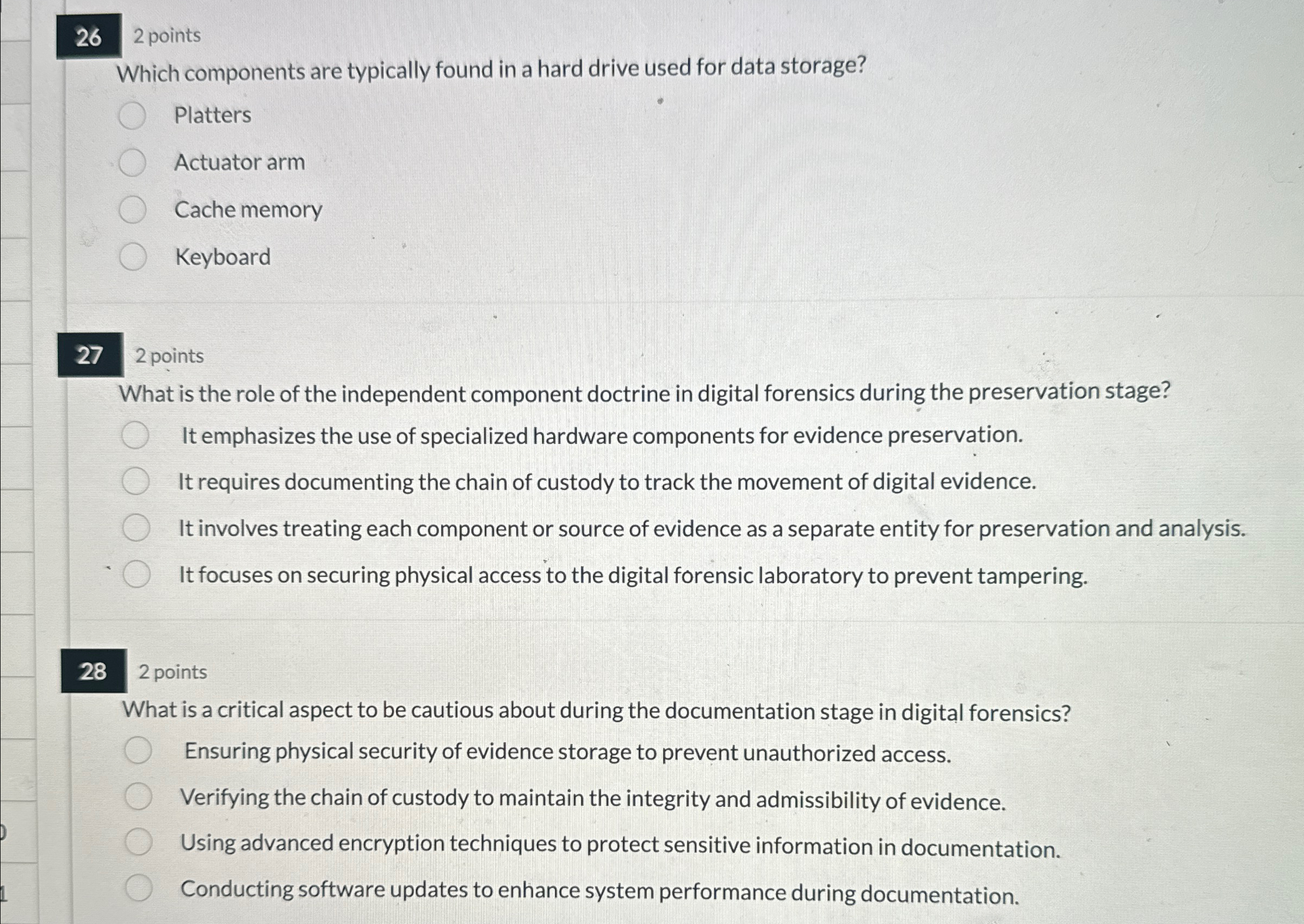 2 6 2 points Which components are typically found