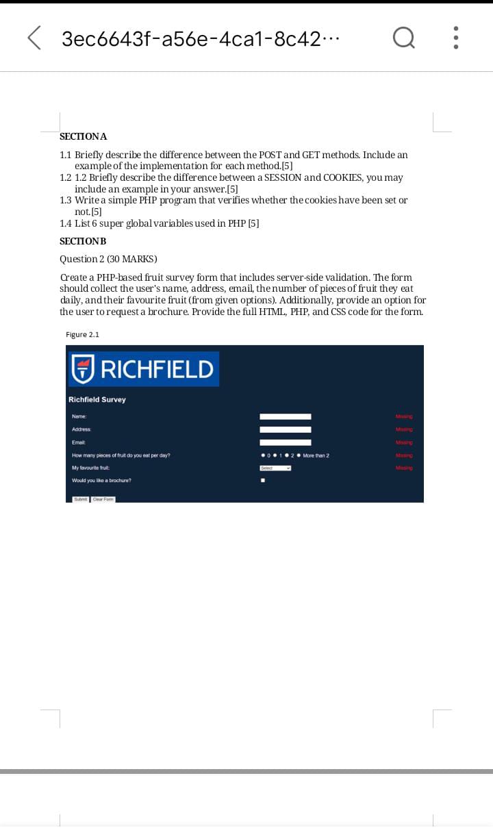 SECTIONA 1 . 1 Briefly describe the difference
