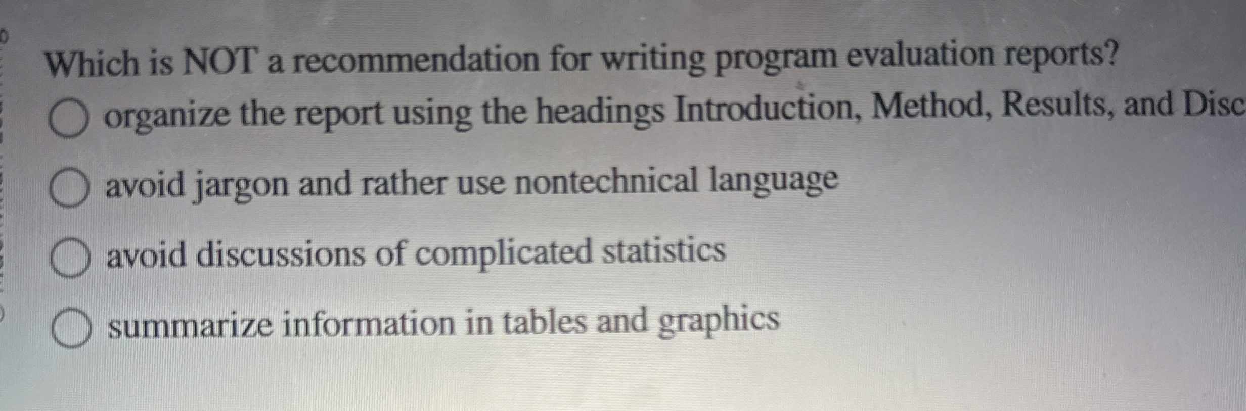 Which is NOT a recommendation for writing program
