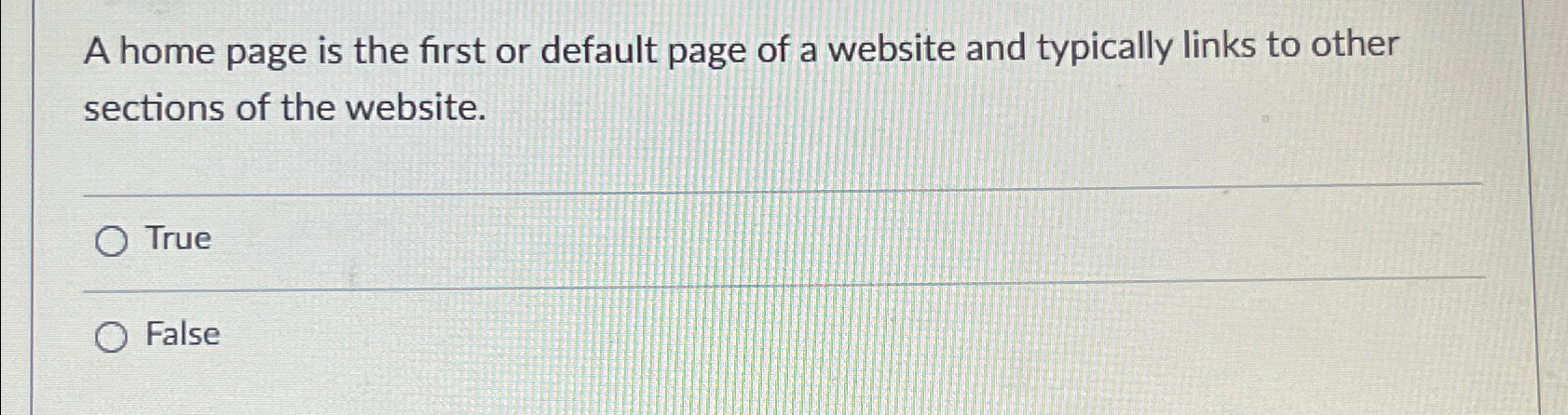A home page is the first or default page of a