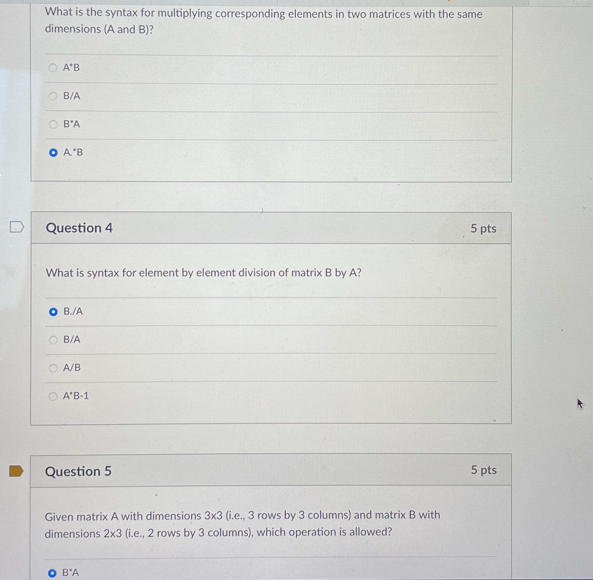 What is the syntax for multiplying corresponding