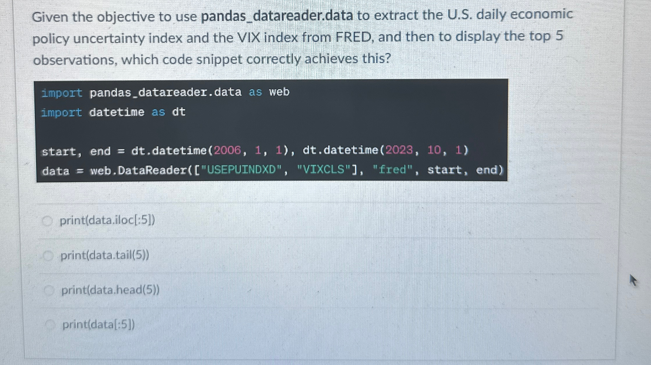 Given the objective to use pandas _