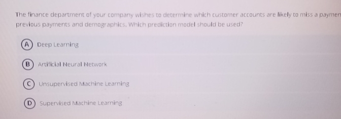 The finance department of your company wishes to