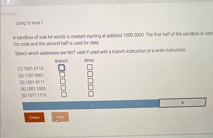 A sandbox of size 8 words is created starting at