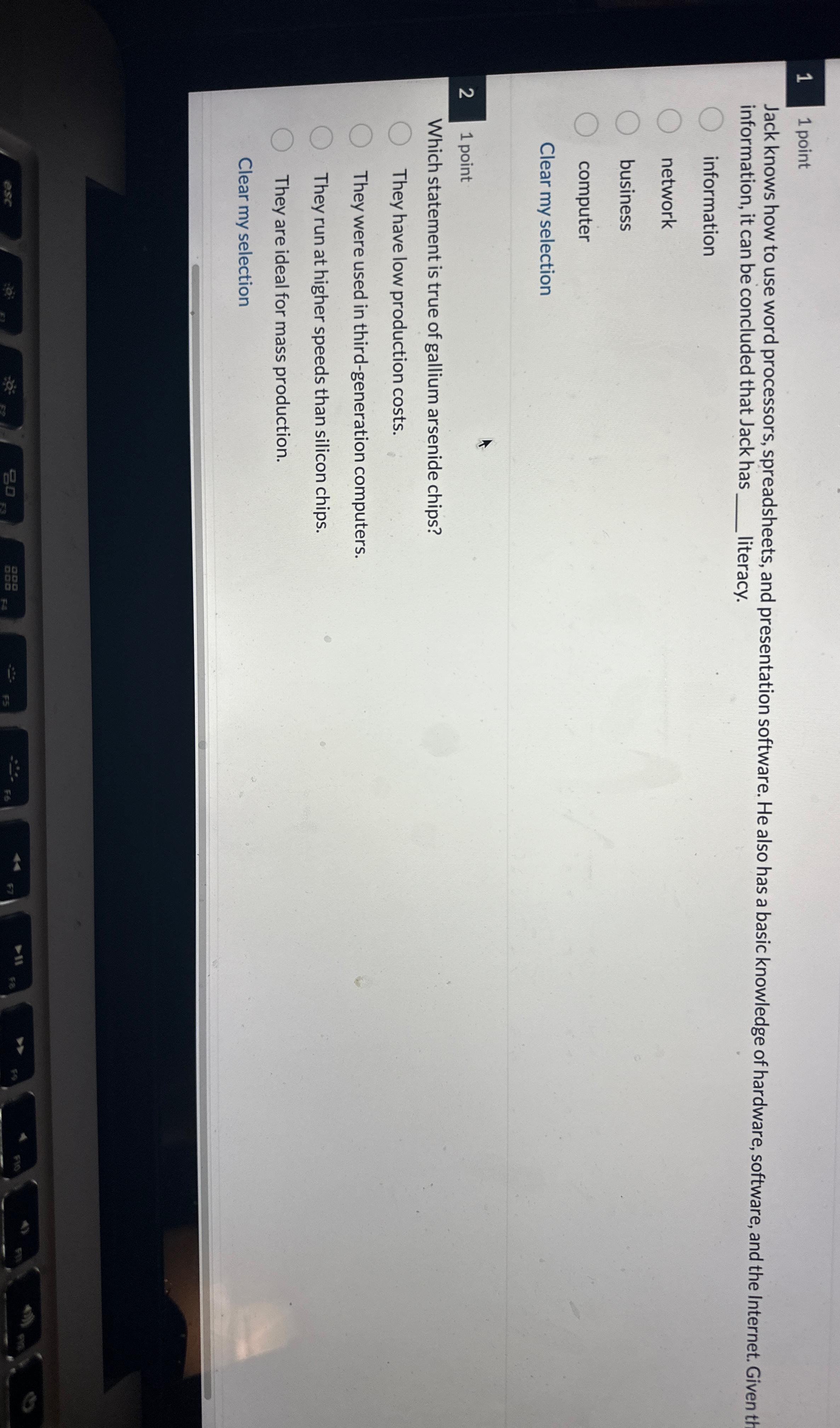 1 1 point Jack knows how to use word processors,