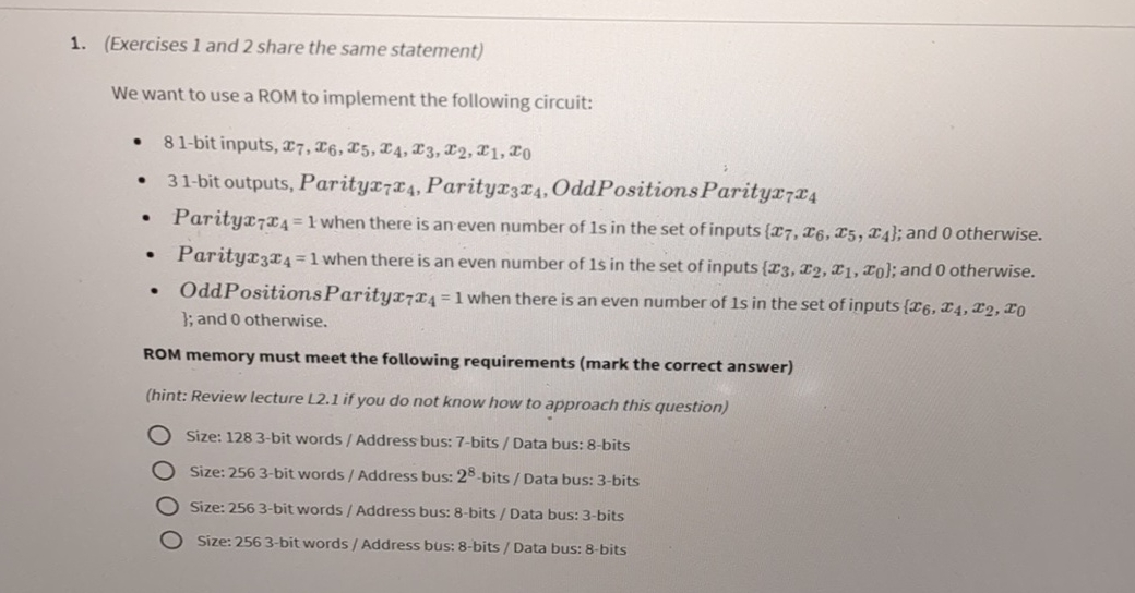 ( Exercises 1 and 2 share the same statement ) We