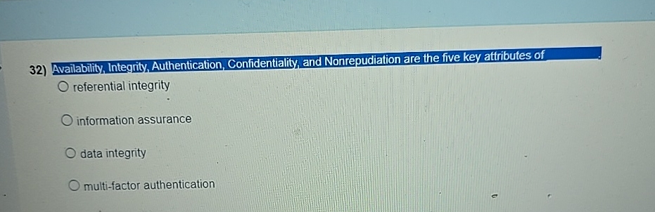 Availability, Integrity, Authentication,