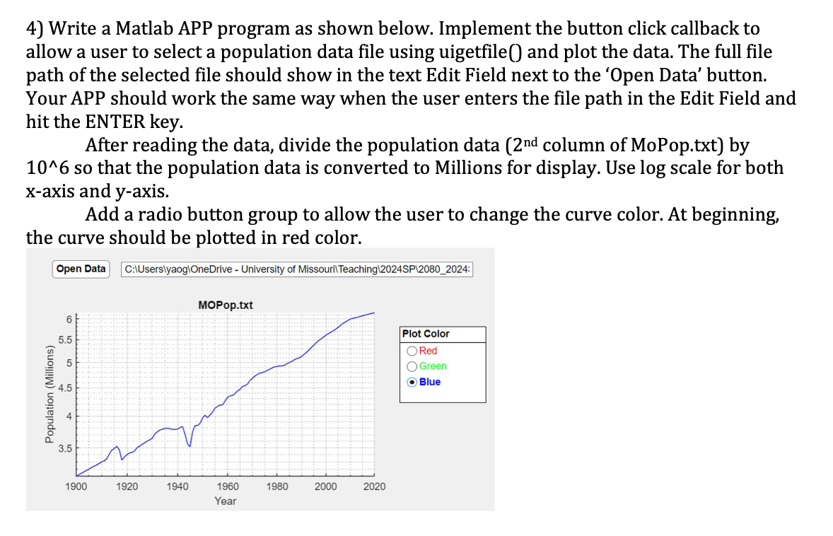 Write a Matlab APP program as shown below.