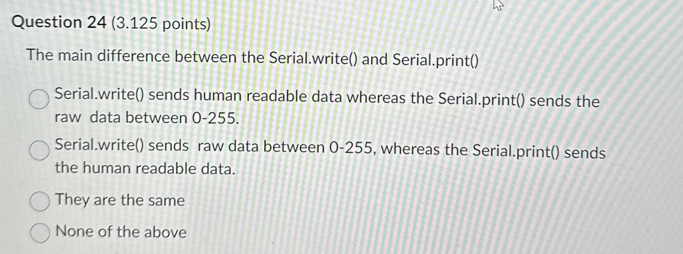 Question 2 4 ( 3 . 1 2 5 points ) The main