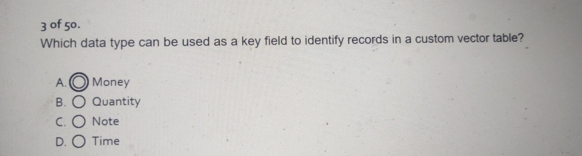 3 of 5 0 . Which data type can be used as a key