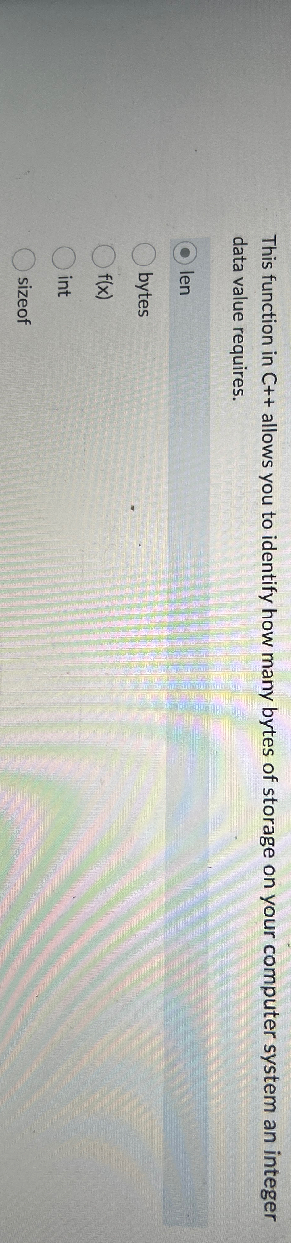 This function in C + + allows you to identify how