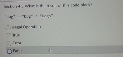 Section 4 . 3 What is the result of this code
