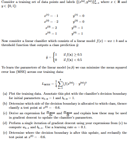 Consider a training set of data points and labels
