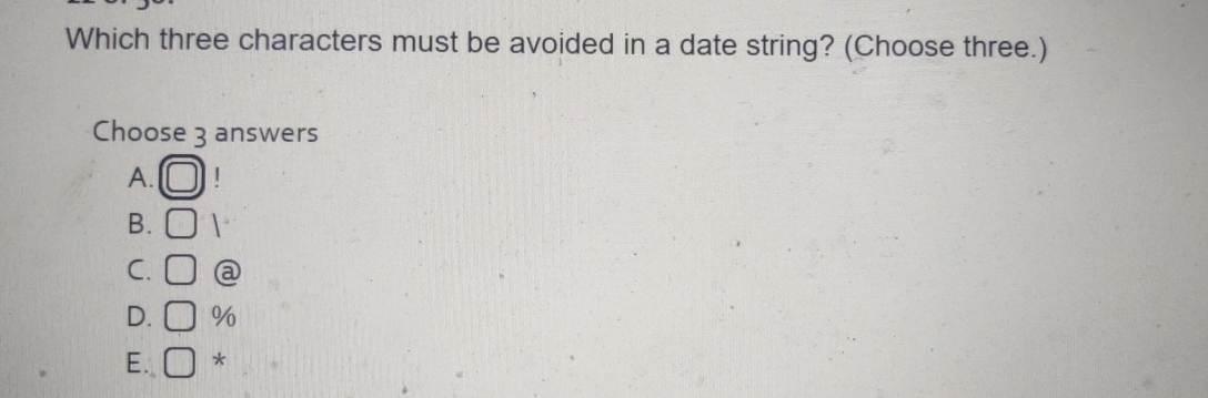 Which three characters must be avoided in a date