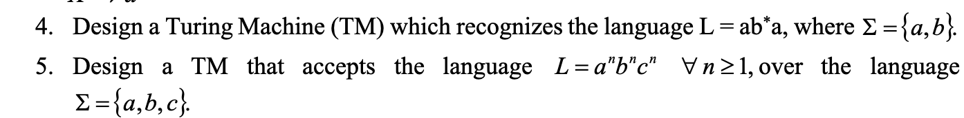 Design a Turing Machine ( TM ) which recognizes