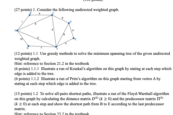 ( 2 7 voints ) 1 . Consider the following