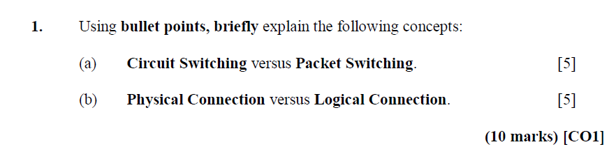 Using bullet points, briefly explain the