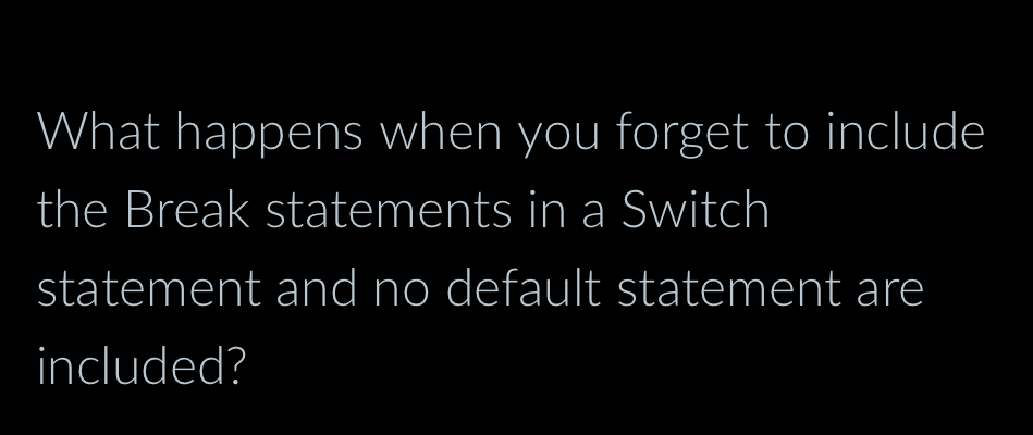 What happens when you forget to include the Break