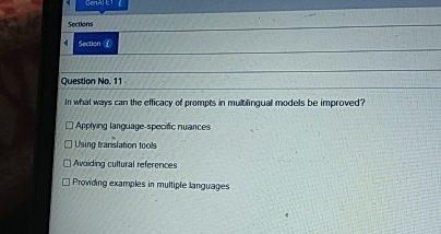 Sections Sectisn i . Question No . 1 1 In what