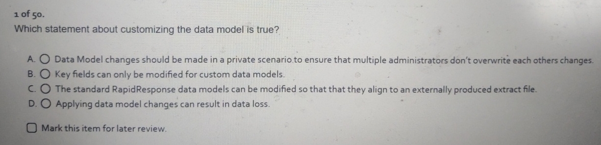 1 of 5 0 . Which statement about customizing the