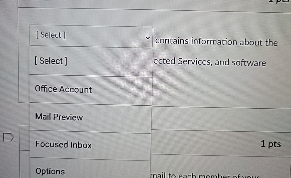 [ Select ] contains information about the [