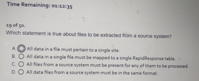Time Remaining: 0 1 : 1 2 : 3 5 1 9 of 5 0 .