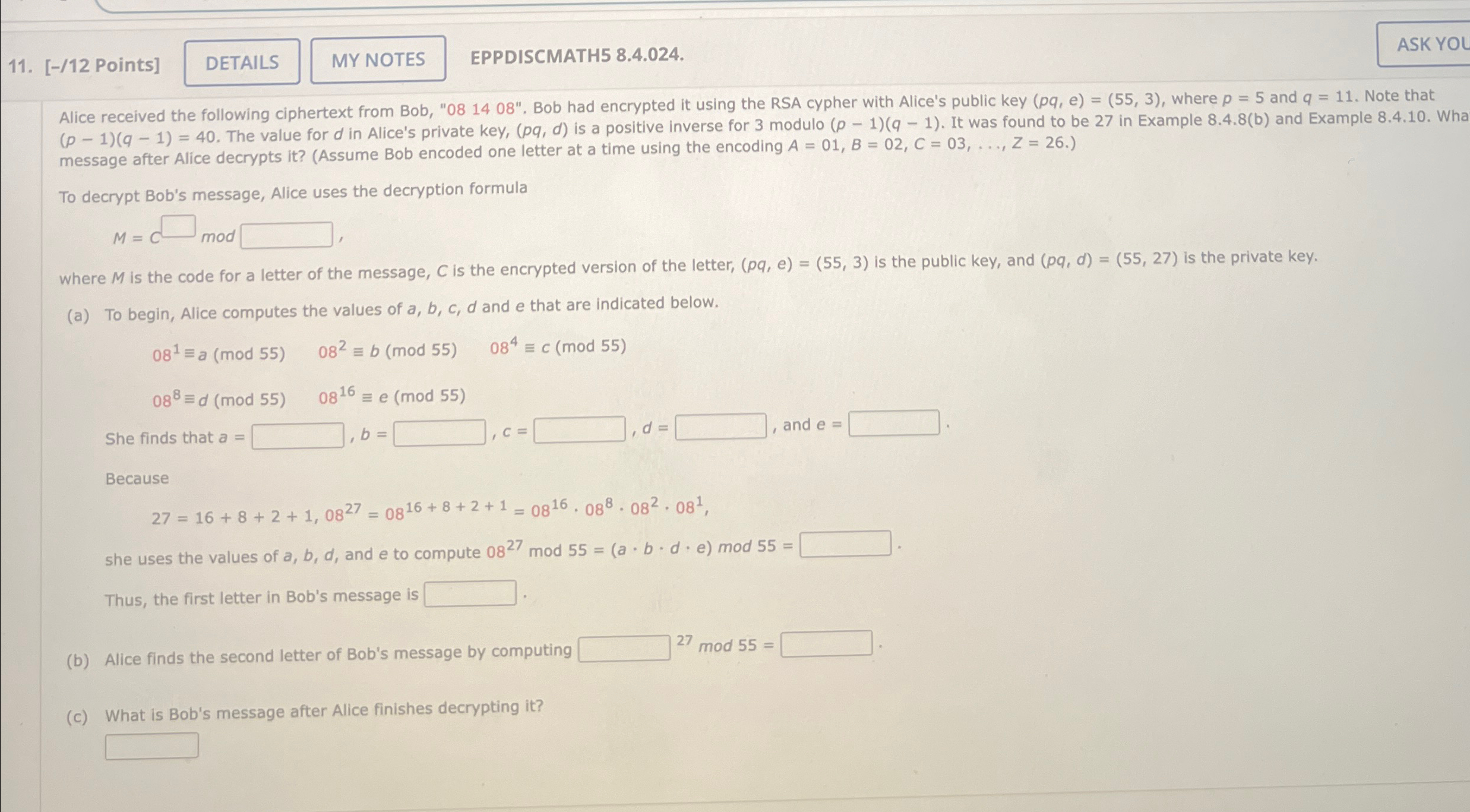 Points ] EPPDISCMATH 5 8 . 4 . 0 2 4 . Alice