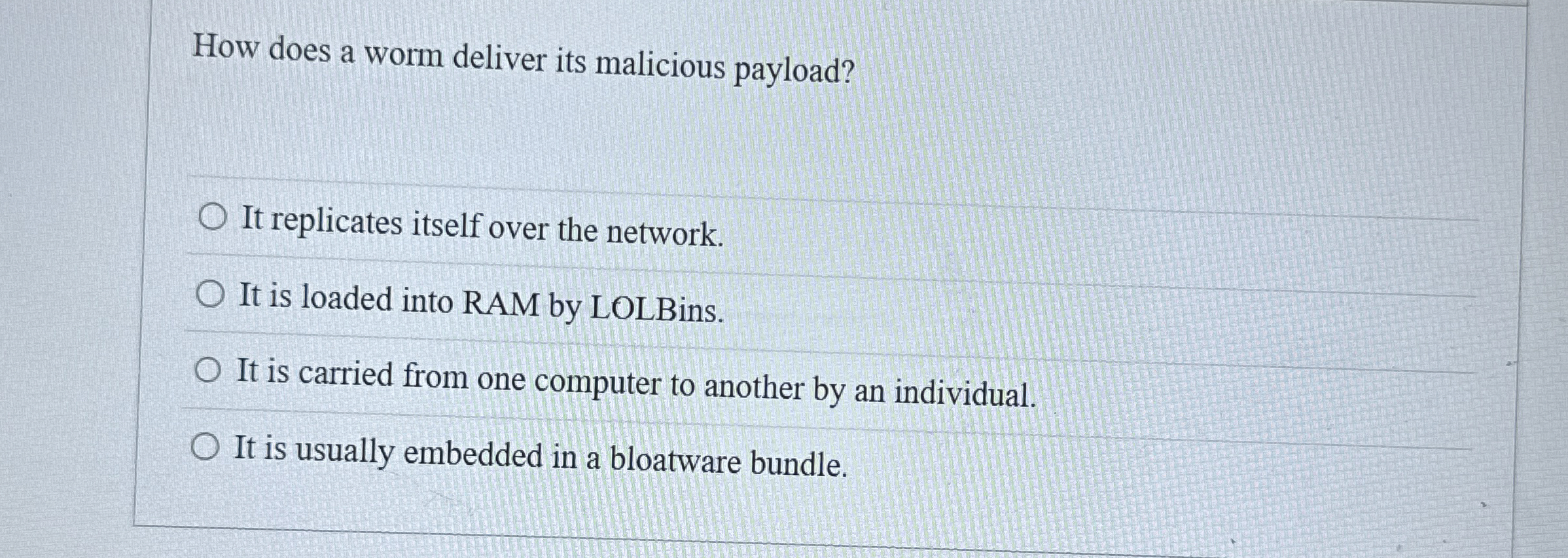 How does a worm deliver its malicious payload? It