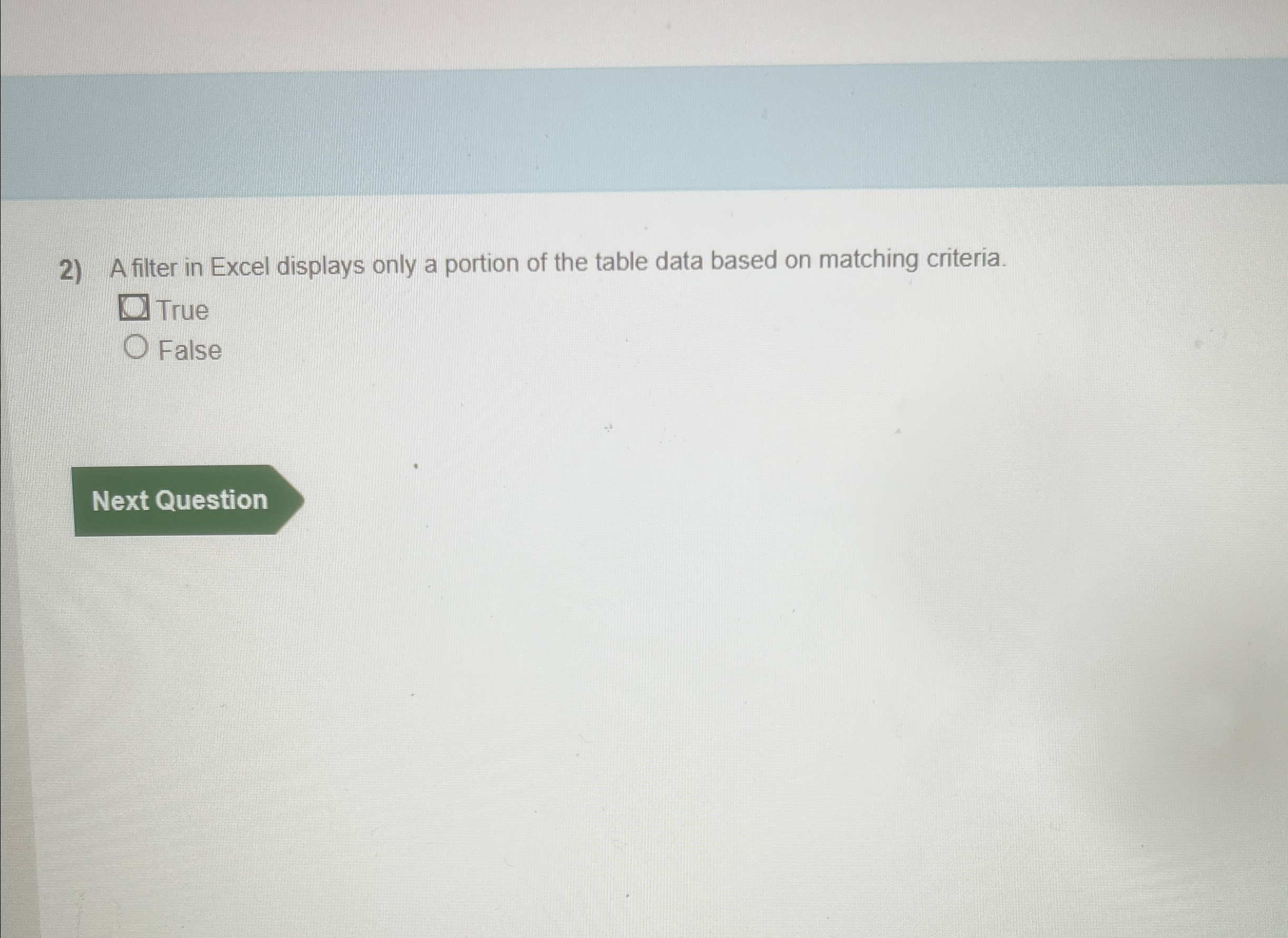 A filter in Excel displays only a portion of the