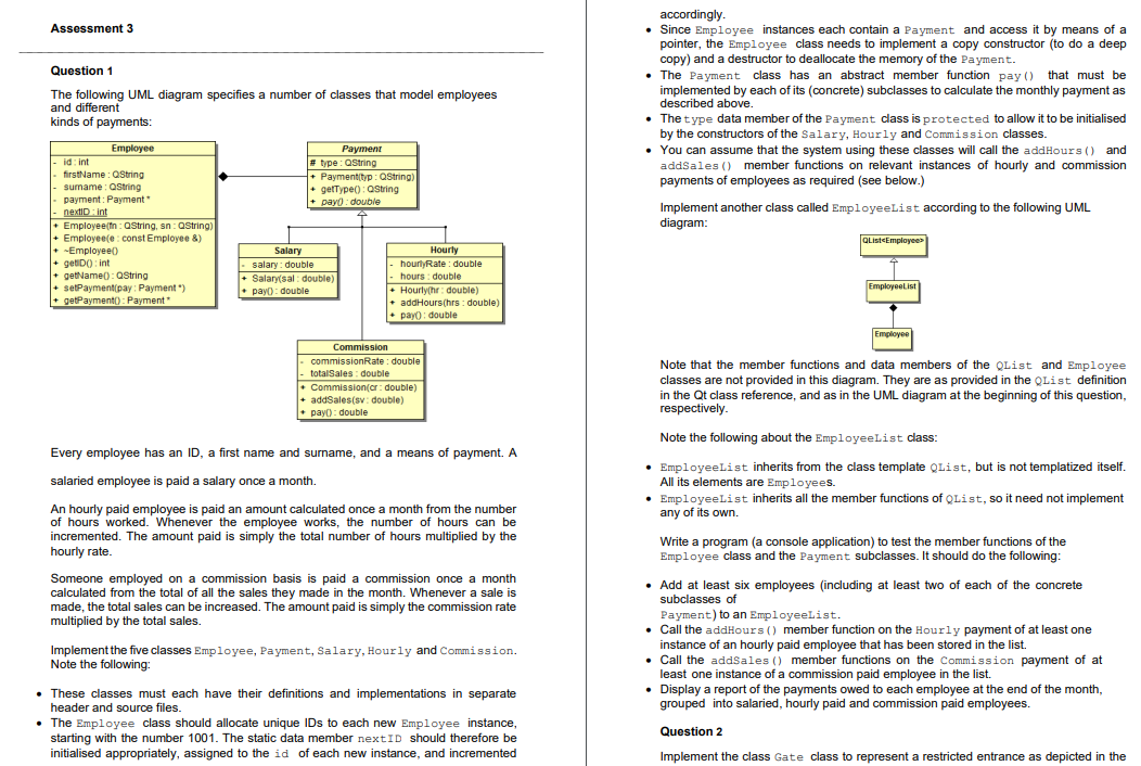 Assessment 3 Question 1 The following UML diagram