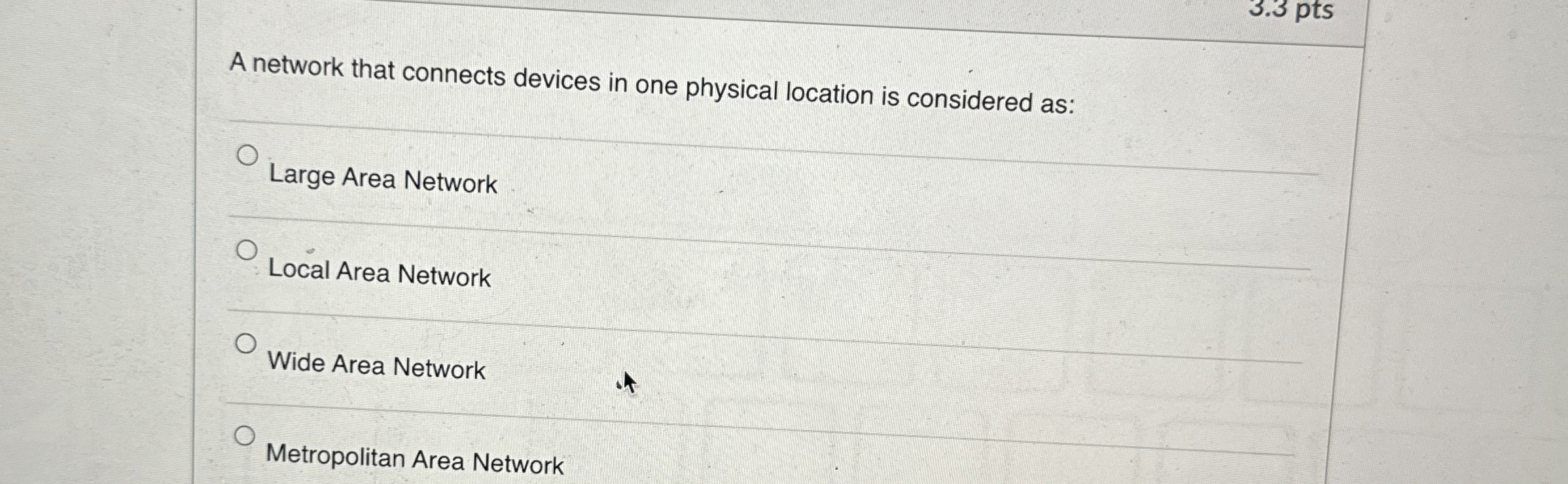 A network that connects devices in one physical