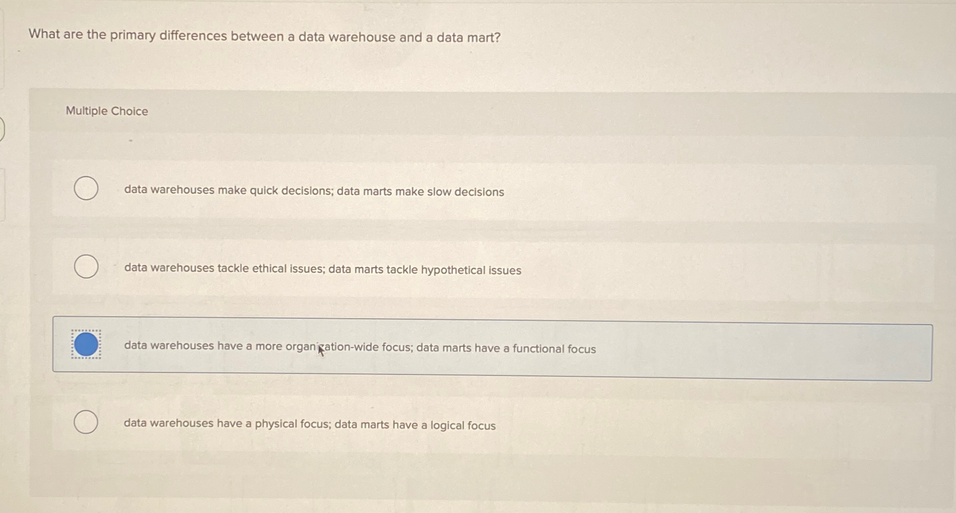 What are the primary differences between a data