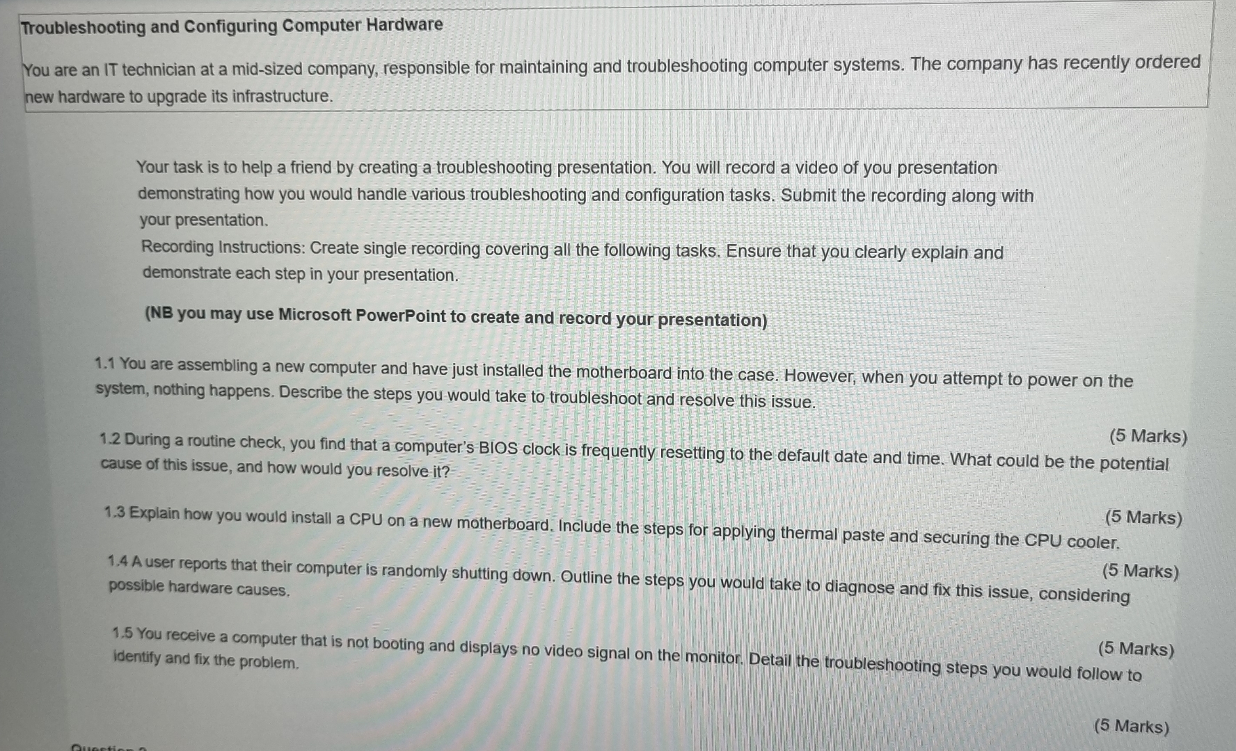 Troubleshooting and Configuring Computer Hardware