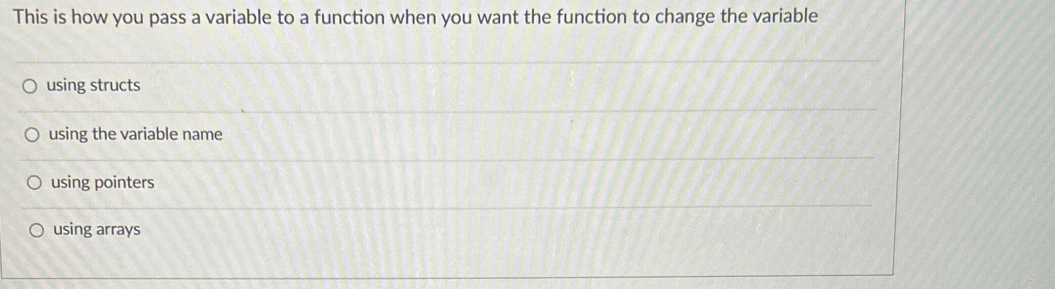 This is how you pass a variable to a function