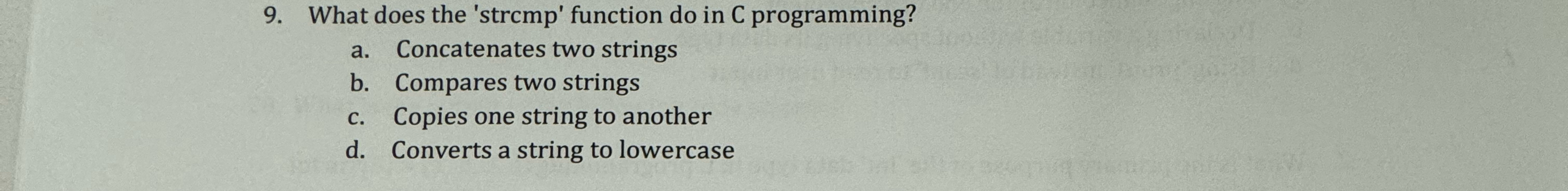 What does the ' strcmp ' function do in C